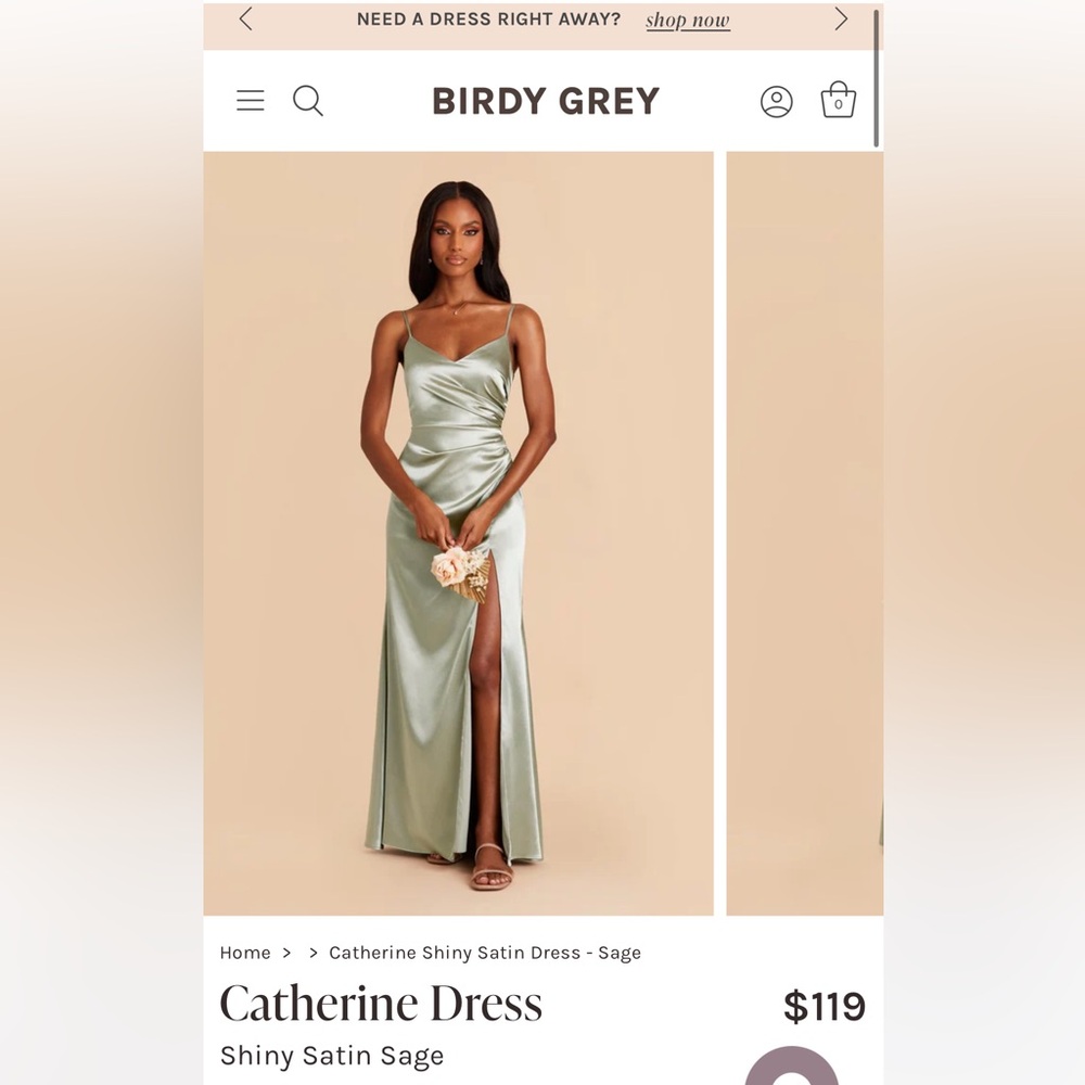 Birdy Grey sage satin dress! worn once! It perfect condition so pretty
